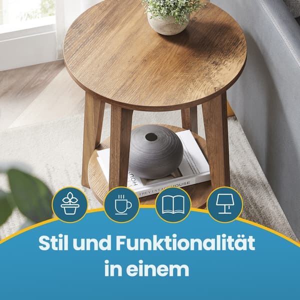 Rundt sidebord til sofaen | Brun | 40x40x50 cm