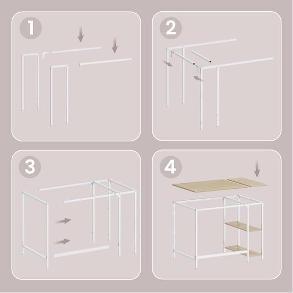 Moderne bureau | Beige-wit | 100x50x76 cm