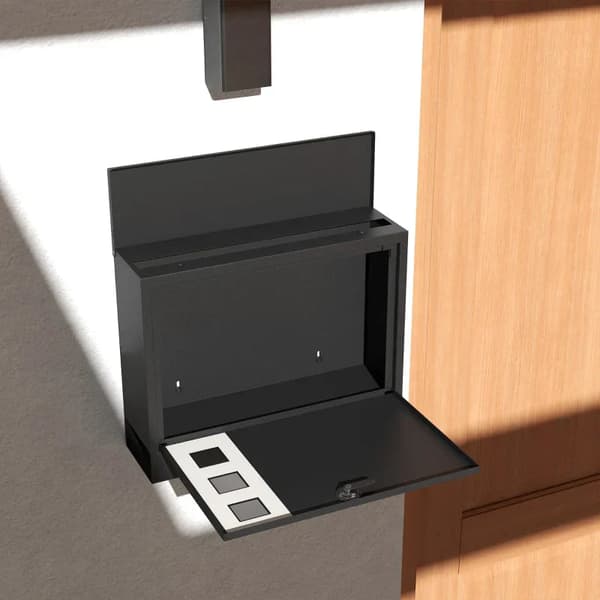 Væghængt postkasse af stål - Sort postkasse | Farve: Sort | Mål: 36,5x11,5x29 cm