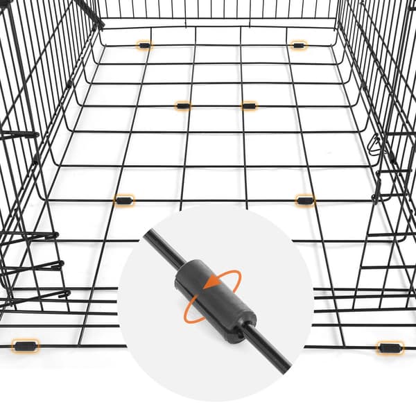 Sammenfoldeligt hundebur med 2 døre - robust jerntråd - sort - 122 x 74,5 x 80,5 cm