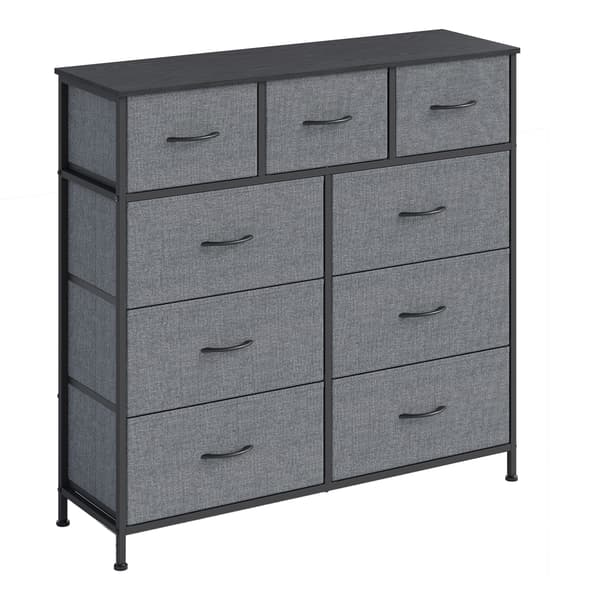 Kommode med 9 stofskuffer | Grå | 98,8x30x95,2 cm