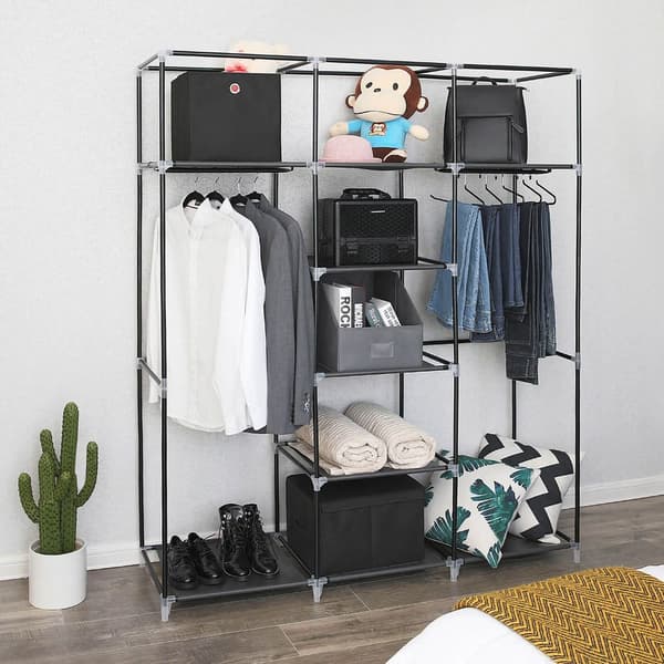 Stofgarderobe - foldbar - sort - 150 x 175 x 45 cm