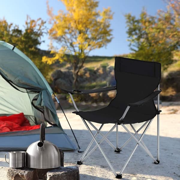 Campingstole sæt af 2, foldbare, lette, sorte - 84 x 52 x 81 cm