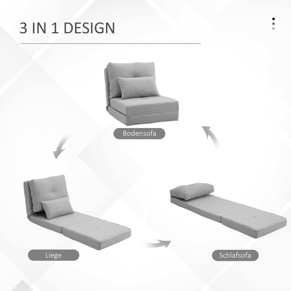 Sammenfoldelig gulvstol og liggeunderlag | Farve: Grå | Mål: 80x60x56 cm