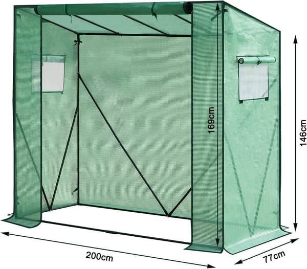 Folio kasvihuone kasveille | Vihreä | 200x77x146/169 cm