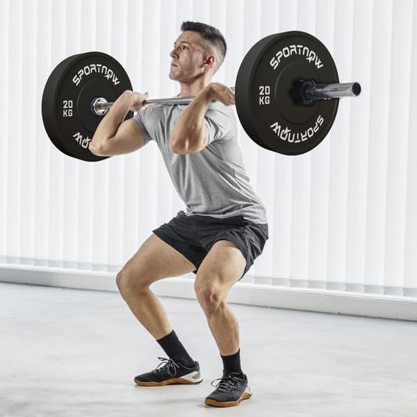 Olympisk vægtsæt 2 x 20 kg - Gummi vægtskiver | Farve: Sort