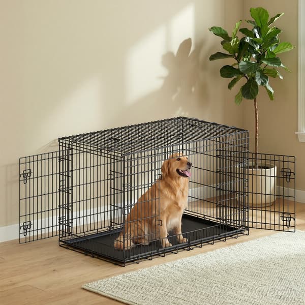 Sammenfoldelig hundekasse med 2 døre | Sort | 79x136x87 cm