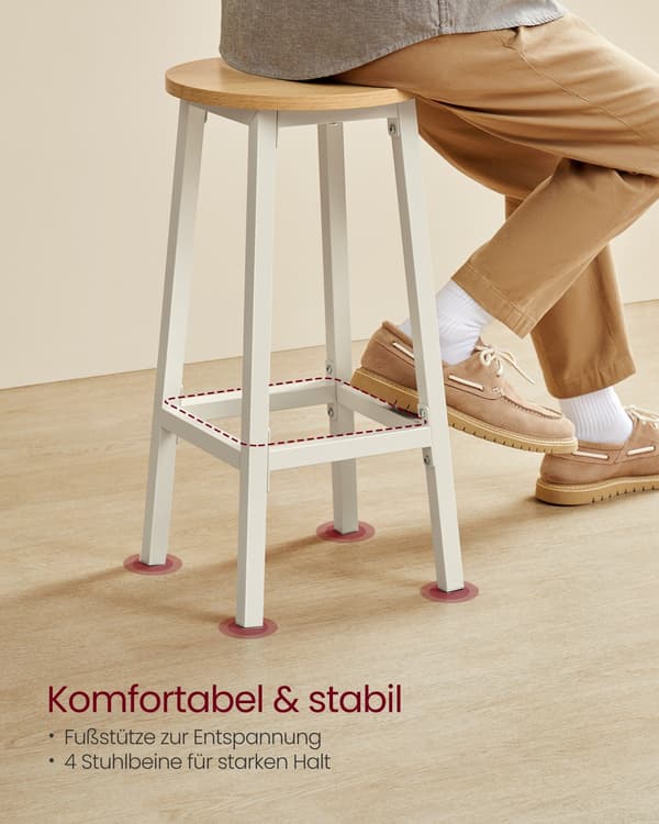 2-delt barstolssæt spånplade stål eg beige-hvid 100 kg