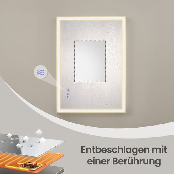 Badrumsspegel med LED-belysning | Vit | 80,7x60,7 cm