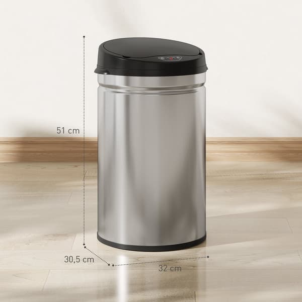 Sensoraffaldsbeholder 30L med soft-close låg | Farve: Sølv, sort | Mål: 32x30,5x51 cm