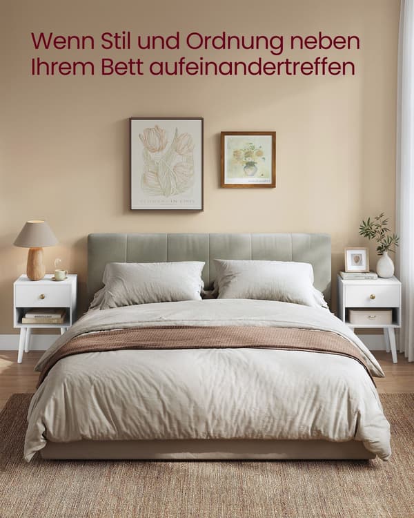 Sengebordssæt hvid MDF og spånplade - 28 x 39 x 55 cm