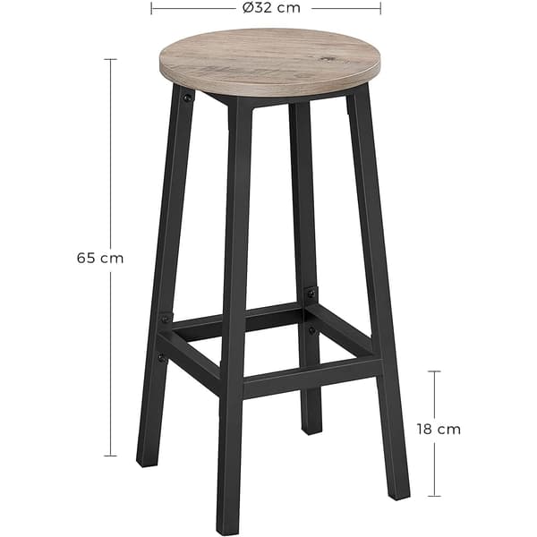 Barstolar set om 2 - Metall och trä - Grå - 32 x 65 cm