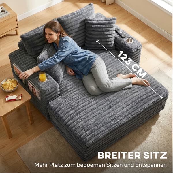 2-sits bäddsoffa med schäslong | Färg: Grå | Mått: 134x151x89 cm