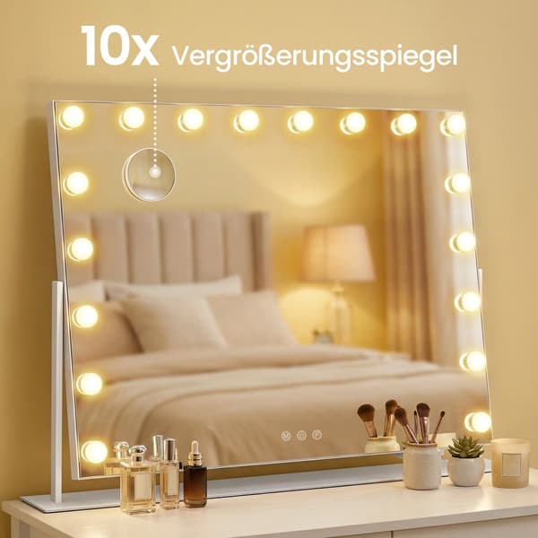 Sminkspegel med LED-belysning, touchfunktion | Vit | 90x12x65 cm