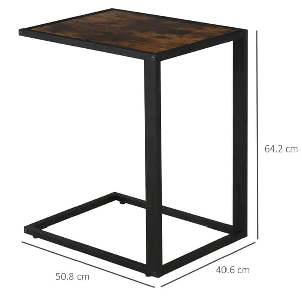 C-formet sidebord | Farve: Brun og sort | Mål: 40,6x50,8x64,2 cm