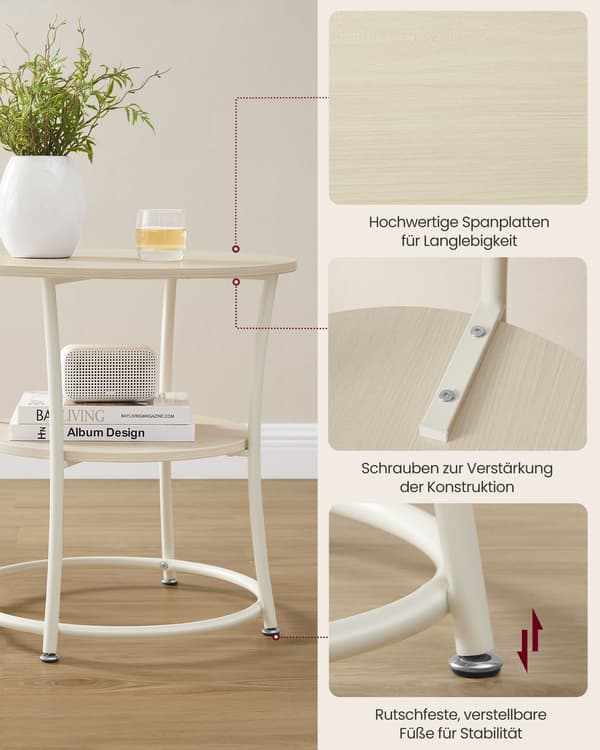 2-lags sidebord - opbevaringstavle - stålstel - 55 x 55 cm