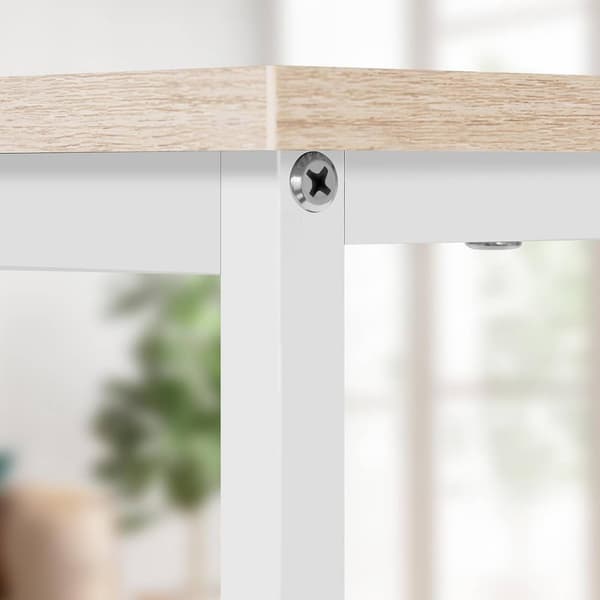 Bureau met metalen frame | Helle eik, wit | 140x60x75 cm