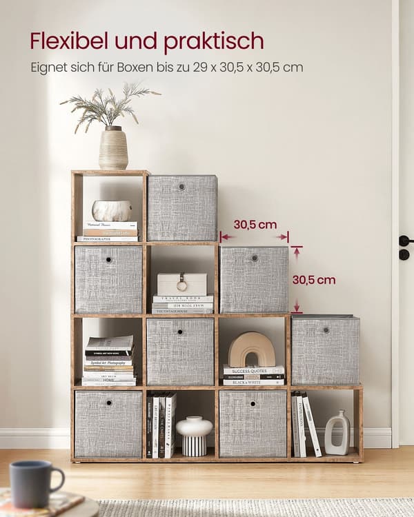 Spånpladereol - Opbevaringsstativ - Kamelbrun - 29 x 129,5 x 129,5 cm - Vippebeskyttelse