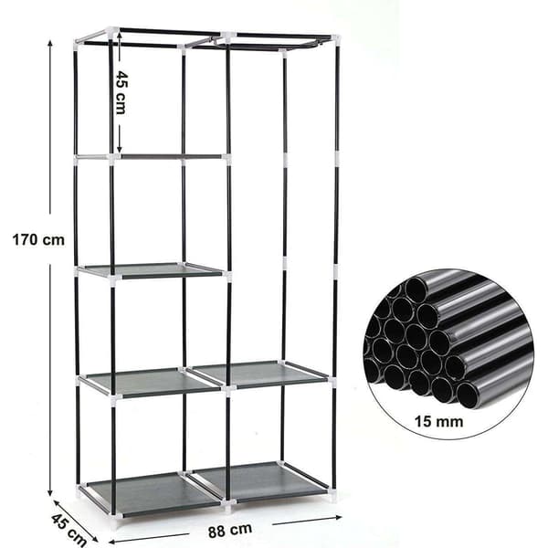 Sammenfoldelig stof garderobe - grå