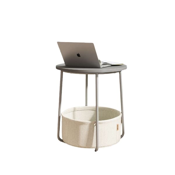 Lille rundt sofabord - sidebord - spånplade - bærbart design - 45 x 50 cm