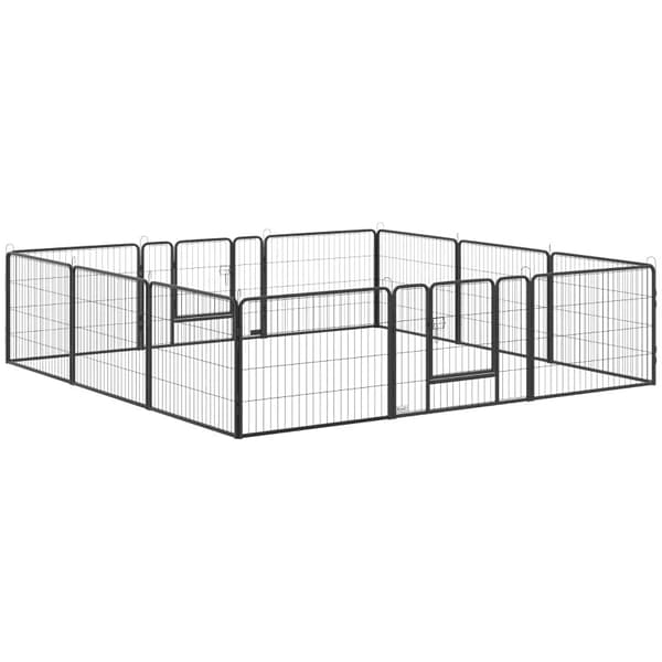 12 Panel Dog Run - Sammenfoldelig Hundeløb | Farve: Grå