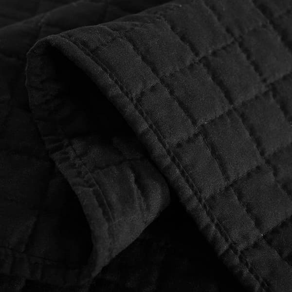 Quiltet sengetæppe Patchwork vendbar | Sort | 220x240 cm