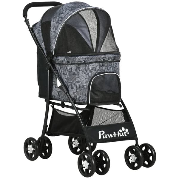 Hundeklapvogn til store hunde, foldbar | Farve: Sort | Mål: 33x62x59 cm