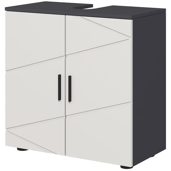 Badeværelsesskab med 2 plan til under vask | Farve: Grå | Mål: 60x30x60 cm