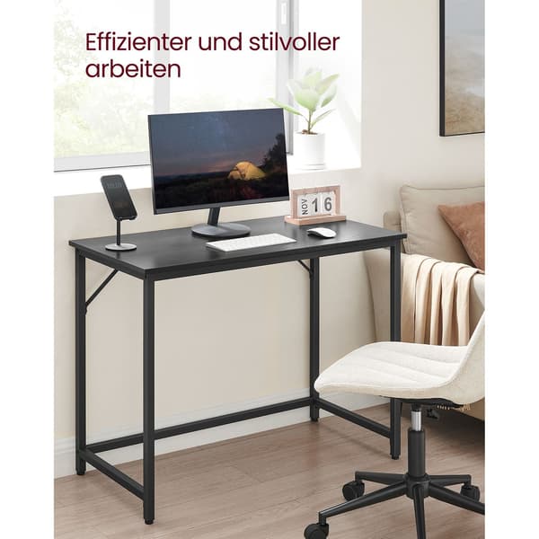 Sort skrivebord med stålben - spånplade - 50 x 100 x 75 cm