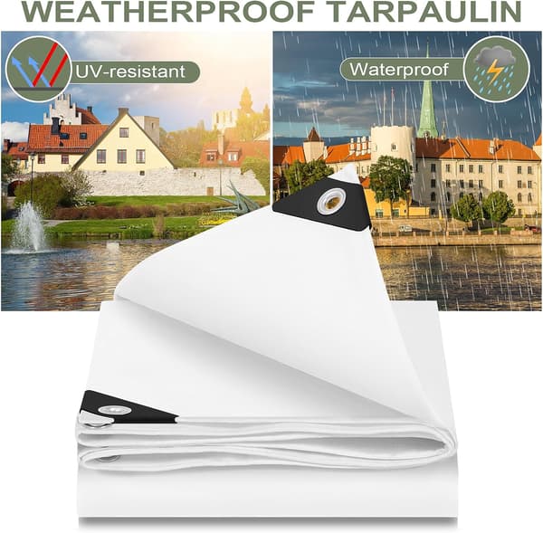 Vedenpitävä pressu silmukoilla | Valkoinen | 3x6 m
