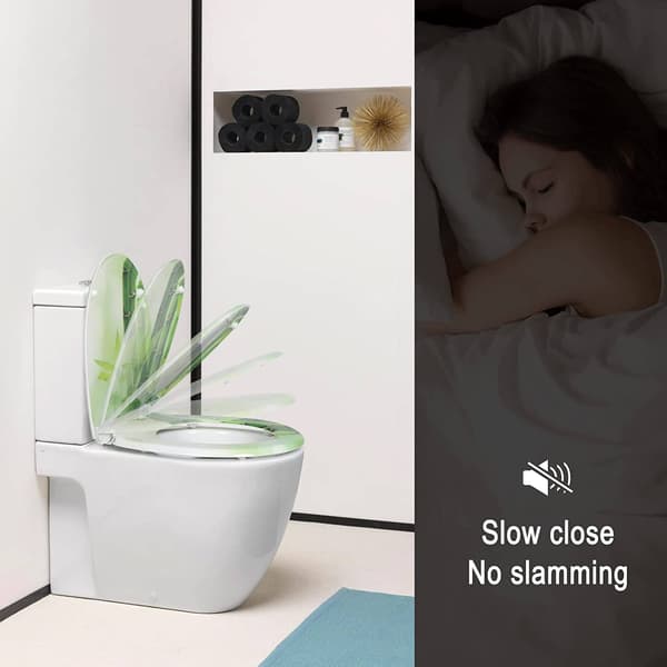 Toalettsits med soft close och snabbkoppling | Grön bambu
