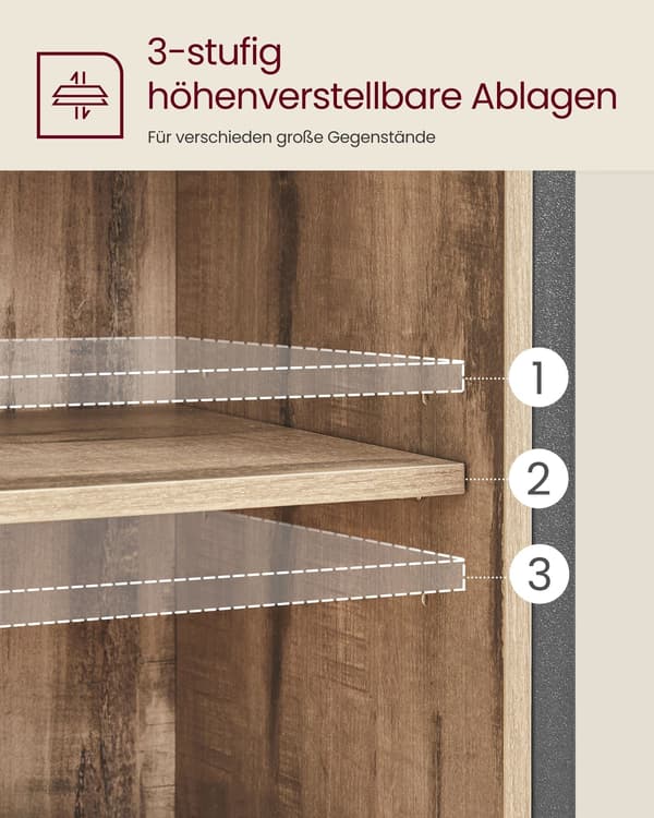 Skænk brun-sort, spånplade og stål, 30 x 70 x 80 cm, robust