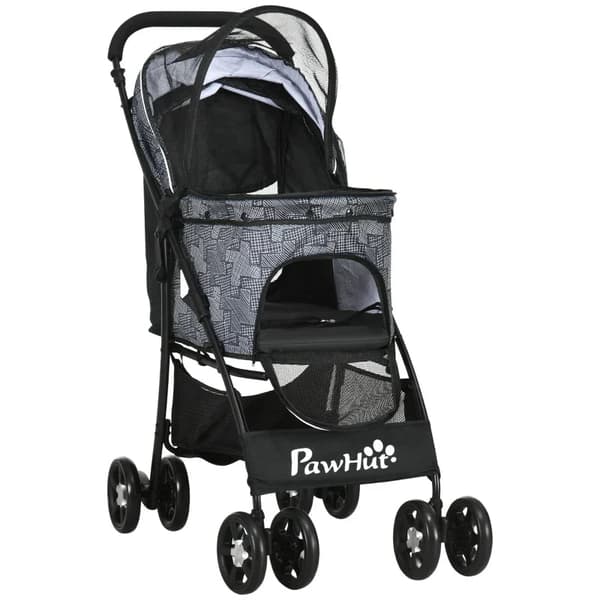 Hundeklapvogn til store hunde, foldbar | Farve: Sort | Mål: 33x62x59 cm