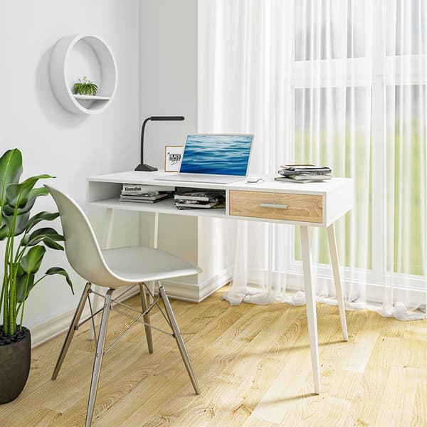 Bureau met lade en open vak | Wit | 50x110x75 cm
