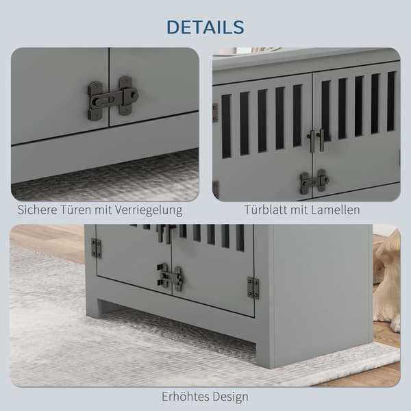 Foderstation til store hunde med 2 skåle i rustfrit stål | Farve: Grå | Mål: 60x35,5x30 cm