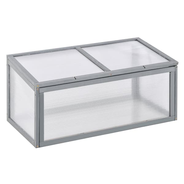 Mini drivhus - Træ kold ramme til planter | Farve: Grå | Mål: 46x90x40 cm
