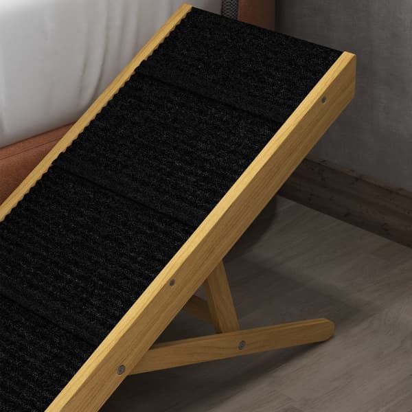 Justerbar hunderampe | Farve: Brun-sort | Mål: 35x83,5x47,5 cm