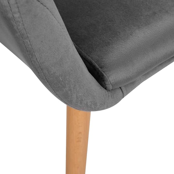 Set med 2 matsalsstolar i sammet | Mörkgrå | 40x40x81 cm