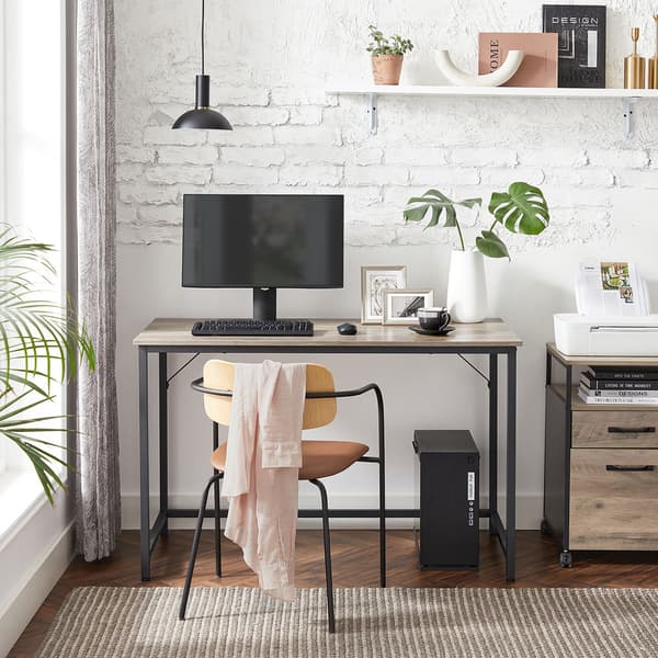 Skrivebord spættet sort - skrivebord - robust stålstel - 60 x 120 x 76 cm