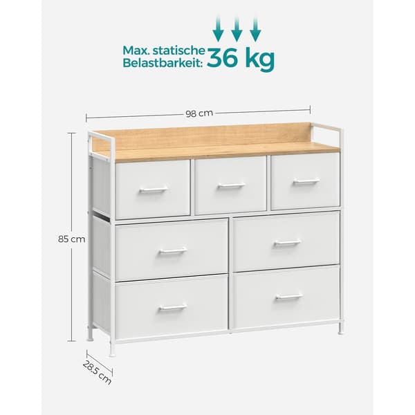 Hvid egetræs kommode - opbevaring - skuffer - spånplade - 28,5 x 98 x 85 cm