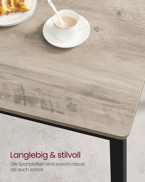 3-delt spisebordssæt greige/sort – spånplade og stål – 70x110x75 cm