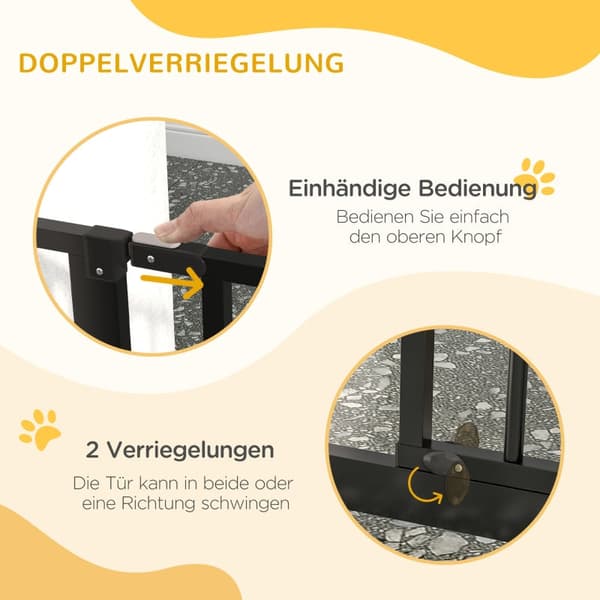 Kæledyrslåge til dør og trapper - Dobbeltlåsning | Farve: Sort