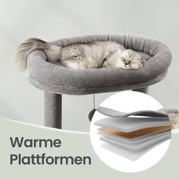 Kattetræ med flere niveauer og platforme | Lysegrå | 60x55x196 cm