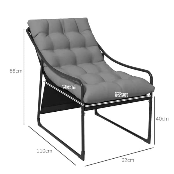 Ulkopuutarhan nojatuoli | Väri: Harmaa | Mitat: 110x62x88 cm
