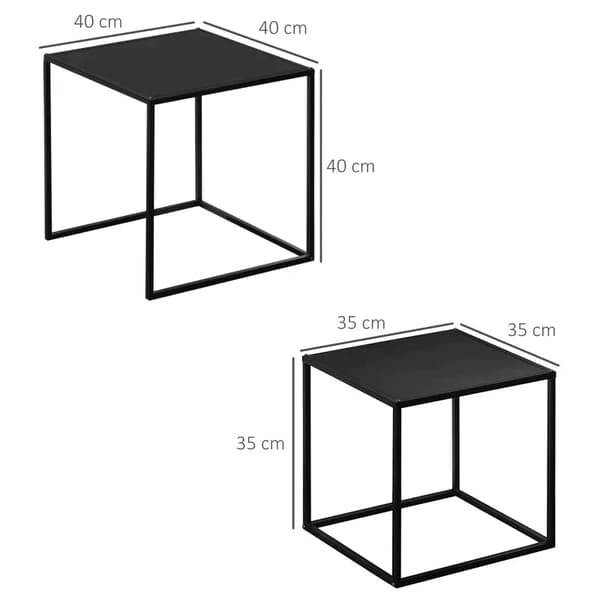 Sæt med 2 redeborde | Farve: Sort | Mål: 40x40x40/35x35x35 cm