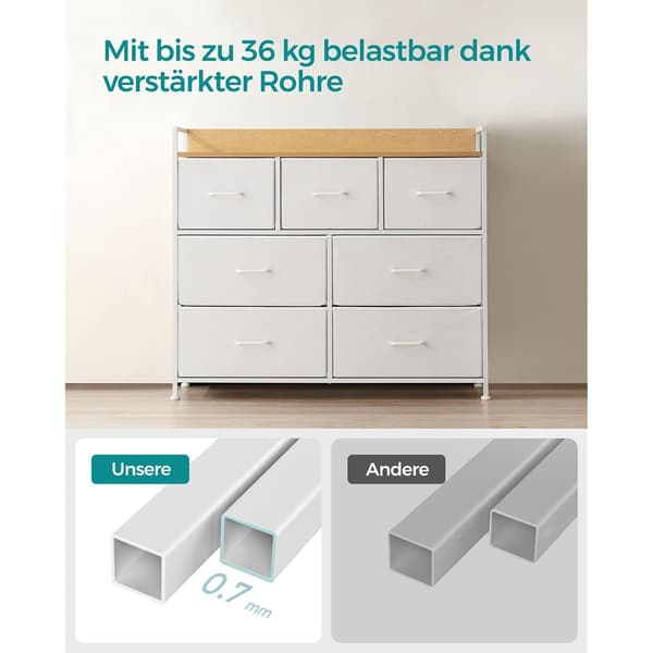 Hvid egetræs kommode - opbevaring - skuffer - spånplade - 28,5 x 98 x 85 cm