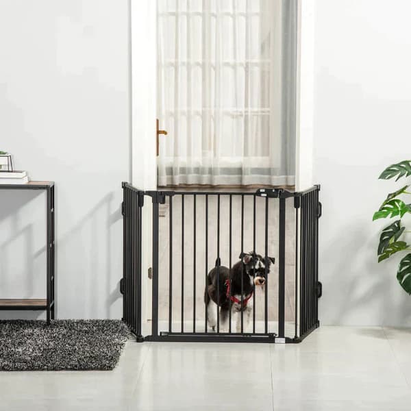 Hundehegn - Sikkerhedshegn til hunde | Farve: Sort | Mål: 202,5x2x76 cm