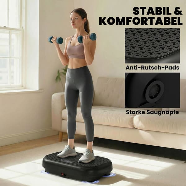 Vibrationsplade 120 positioner, 5 programmer med bånd | Farve: Sort | Mål: 32x48x12,5 cm