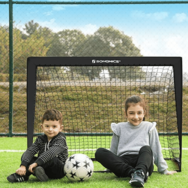 Fodboldmål til børn, sæt med 2, pop-up, sort/rød, 120 x 80 x 80 cm