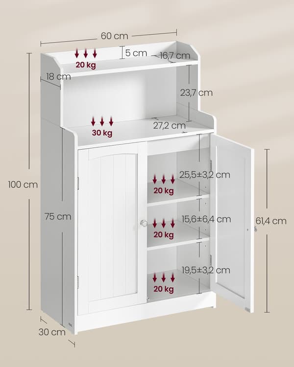 Badeværelsesskab hvid MDF 30x60x100 cm
